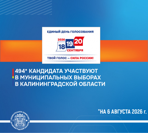494 кандидата представили документы для участия в муниципальных выборах в Калининградской области. Они претендуют на 136 мандатов