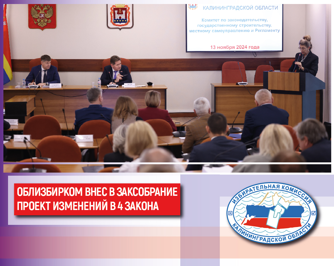 На заседании Комитета по законодательству Законодательного Собрания Калининградской области Председатель облизбиркома Инесса Винярская представила законопроект о внесении изменений в региональное законодательство о выборах и референдумах 